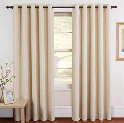 Yash Decor 213.36 cm (7 ft) Polyester Semi Transparent Door Curtain (Pack Of 2)(Solid, Cream)