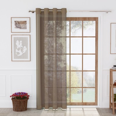 Story@home 275 cm (9 ft) Polyester Semi Transparent Long Door Curtain Single Curtain(Solid, Camel)