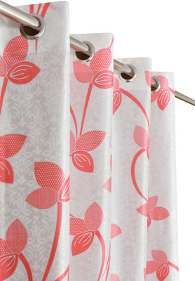 Rashee Creations 153 cm (5 ft) Polyester Semi Transparent Window Curtain Single Curtain(Printed, Pink)