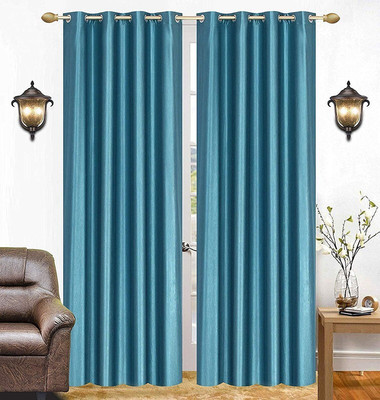 Kraftiq Homes 274 cm (9 ft) Long Door Polyester Semi Transparent Curtain (Pack Of 4)(Aqua, Plain)