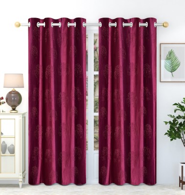 Soulful Creations 214 cm (7 ft) Polyester Room Darkening Door Curtain (Pack Of 2)(Solid, wine)