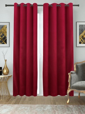 Easyhome 274 cm (9 ft) Polyester Blackout Long Door Curtain Single Curtain(Solid, Maroon)