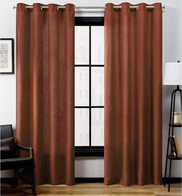 Fashion Throw 270 cm (9 ft) Polyester Blackout Long Door Curtain (Pack Of 2)(Solid, Brown)