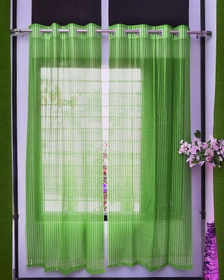 Kingly Home 213.36 cm (7 ft) Polyester Transparent Door Curtain (Pack Of 2)(Self Design, Green)