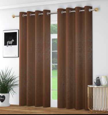 La elite 213 cm (7 ft) Polyester Blackout Door Curtain (Pack Of 2)(Self Design, Brown)