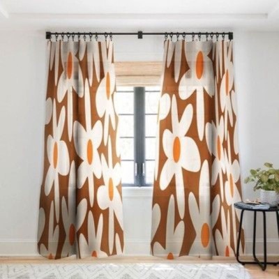 Ad Nx 154 cm (5 ft) Polyester Room Darkening Window Curtain (Pack Of 2)(Floral, Brown)