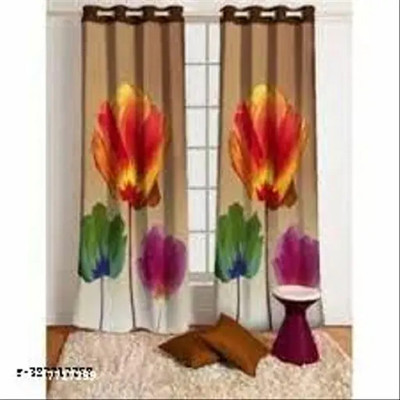 p23 274 cm (9 ft) Long Door Polyester Room Darkening Curtain Single Curtain(Yellow, Floral)