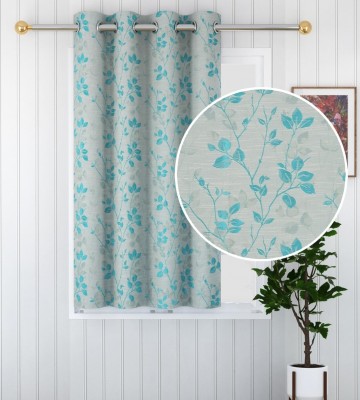 Fresh from Loom 152 cm (5 ft) Cotton Semi Transparent Window Curtain Single Curtain(Floral, Aqua Leaf)