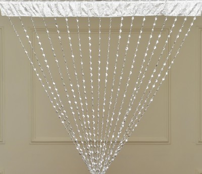 GOYTEX 274.32 cm (9 ft) PVC Semi Transparent Long Door Curtain Single Curtain(Striped, Silver)