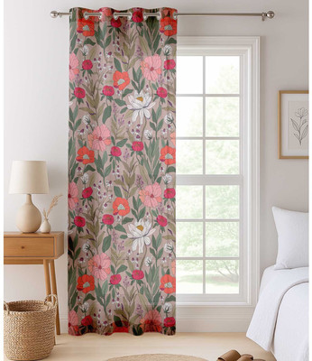 Vargottam 243 cm (8 ft) Long Door Blends Semi Transparent Curtain (Pack Of 2)(Beige & Pink, Printed)