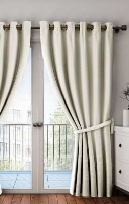 Home Sizzler 214 cm (7 ft) Polyester Blackout Door Curtain Single Curtain(Solid, Cream)