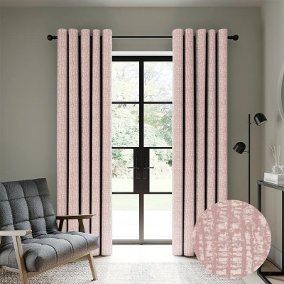 Casableu 274.32 cm (9 ft) Polyester Blackout Long Door Curtain (Pack Of 2)(Printed, Baby Pink)