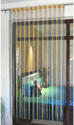 Pomp & Romp Premium Door String Beads 155 cm (5 ft) Blends, Polyester Transparent Window Curtain Single Curtain(Self Design, Motif, Blue)
