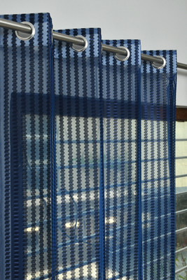 YUKANY 243 cm (8 ft) Shower Tissue Transparent Curtain (Pack Of 2)(Navy Blue, Self Design)