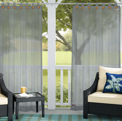 Hippo 244 cm (8 ft) Door Net Room Darkening Curtain (Pack Of 2)(Grey, Solid)