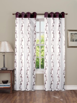 Ad Nx 214 cm (7 ft) Polyester Room Darkening Door Curtain Single Curtain(Floral, Brown)