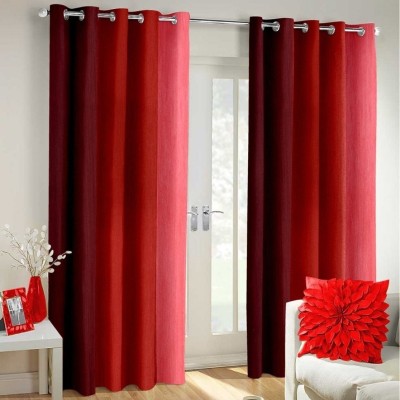 Homefab India 183 cm (6 ft) Polyester Room Darkening Window Curtain (Pack Of 2)(Solid, Maroon)