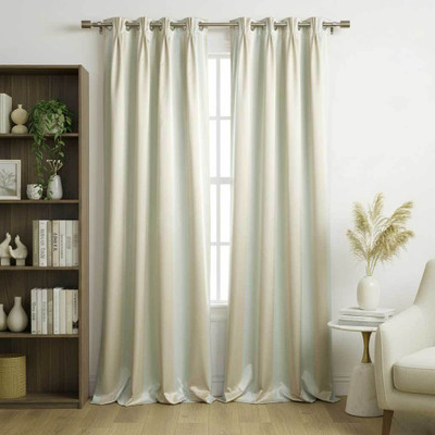 UBH 153 cm (5 ft) Window Polyester Semi Transparent Curtain (Pack Of 2)(Multicolor, Striped)