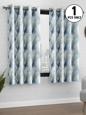 Bedspun 152 cm (5 ft) Polyester Semi Transparent Window Curtain Single Curtain(Printed, Slate Grey)