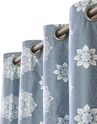 Flipkart SmartBuy 152 cm (5 ft) Window Polyester Semi Transparent Curtain (Pack Of 2)(Grey, Motif)