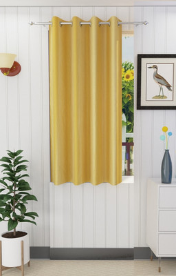 Panipat Textile Hub 152.4 cm (5 ft) Polyester Semi Transparent Window Curtain Single Curtain(Solid, Yellow)