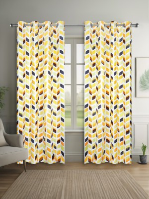 Vendola 213 cm (7 ft) Polyester Blackout Door Curtain (Pack Of 2)(Printed, Yellow Petals-1)