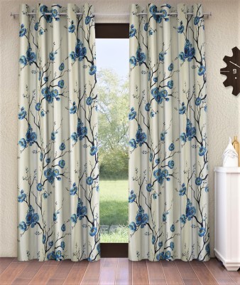 Fashion String 153 cm (5 ft) Polyester Semi Transparent Window Curtain (Pack Of 2)(Floral, Blue)