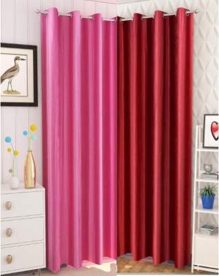 parde waale 212 cm (7 ft) Polyester Room Darkening Door Curtain (Pack Of 2)(Plain, Mehroon2)
