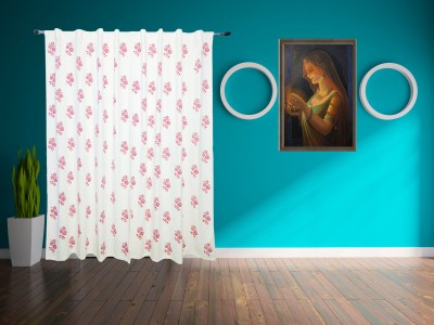 MDJONWALSDECOR 213 cm (7 ft) Cotton Semi Transparent Door Curtain (Pack Of 2)(Printed, MAHARANI)