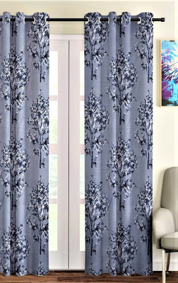 Fashion String 213 cm (7 ft) Door Polyester Semi Transparent Curtain Single Curtain(Grey, Floral)