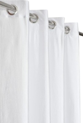 tiyos 275 cm (9 ft) Polyester Semi Transparent Long Door Curtain (Pack Of 2)(Solid, White)