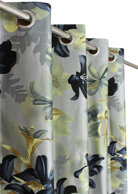 Rashee Creations 274 cm (9 ft) Long Door Polyester Semi Transparent Curtain Single Curtain(Green, Floral)