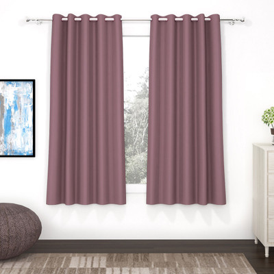 Story@home 152 cm (5 ft) Window Polyester, Silk Blackout Curtain (Pack Of 2)(Burgundy, Solid)