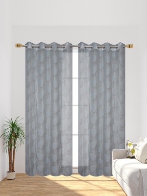 DAKSH 243 cm (8 ft) Polyester Semi Transparent Door Curtain (Pack Of 2)(Self Design, Grey)