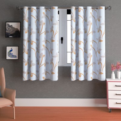 LA VERNE 153 cm (5 ft) Polyester Room Darkening Window Curtain (Pack Of 2)(Floral, Yellow)