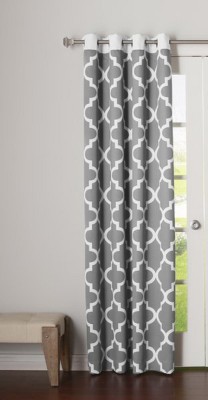 Dekor World 150 cm (5 ft) Cotton Semi Transparent Window Curtain Single Curtain(Printed, Grey)