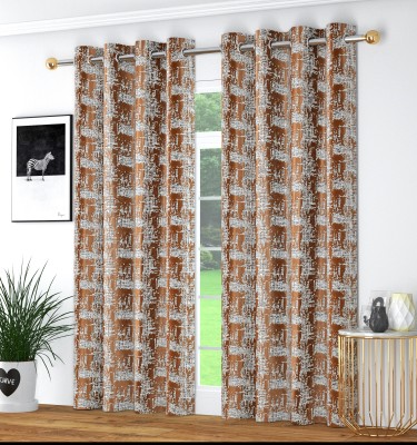 La elite 213 cm (7 ft) Polyester Room Darkening Door Curtain (Pack Of 2)(Self Design, Brown)
