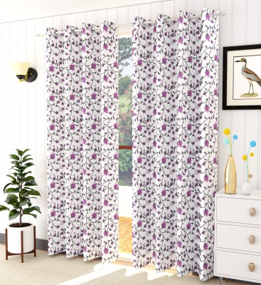 Trance Home Linen 244 cm (8 ft) Cotton Semi Transparent Long Door Curtain (Pack Of 2)(Printed, Jaal Mauve)