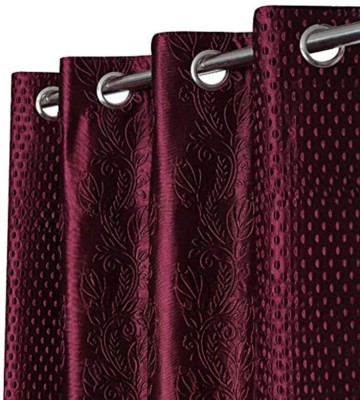 Trade King 274.32 cm (9 ft) Polyester Semi Transparent Long Door Curtain (Pack Of 2)(Abstract, Wine)