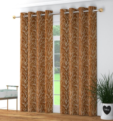 Rhetorical 274 cm (9 ft) Polyester Blackout Long Door Curtain (Pack Of 2)(Floral, Golden)