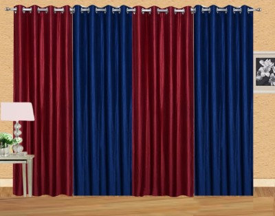 Stella Creations 214 cm (7 ft) Polyester Room Darkening Door Curtain (Pack Of 4)(Solid, Maroon, Blue)