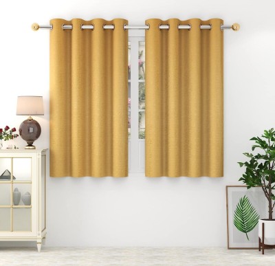 Freshfromloom 182 cm (6 ft) Polyester Room Darkening Window Curtain (Pack Of 2)(Abstract, Gold)