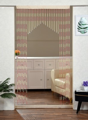 GOYTEX 213.36 cm (7 ft) PVC Semi Transparent Door Curtain Single Curtain(Self Design, Pink)