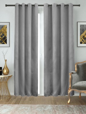 Easyhome 274 cm (9 ft) Polyester Blackout Long Door Curtain (Pack Of 2)(Solid, Grey)