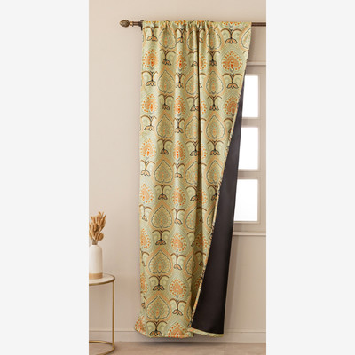HOMEMONDE 152.4 cm (5 ft) Polyester Blackout Window Curtain Single Curtain(Printed, Green & Pink)