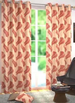 Homefab India 274.5 cm (9 ft) Polyester Room Darkening Long Door Curtain (Pack Of 2)(Floral, Maroon)