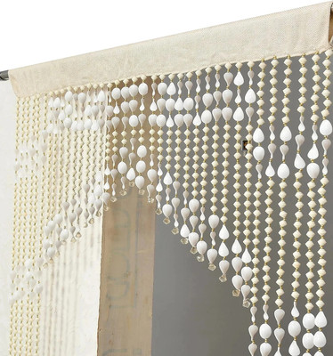 GOYMORE 213.36 cm (7 ft) Door PVC Blackout Curtain Single Curtain(White, Striped)