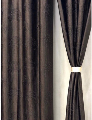 SR Collection 152 cm (5 ft) Window Polyester Room Darkening Curtain (Pack Of 2)(Brown, Floral)