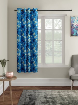Cortina 150 cm (5 ft) Polyester Semi Transparent Window Curtain Single Curtain(Printed, Blue, Multicolor)