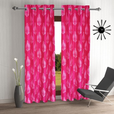Duronet 140.208 cm (5 ft) Polyester Room Darkening Window Curtain (Pack Of 2)(Printed, Pink)